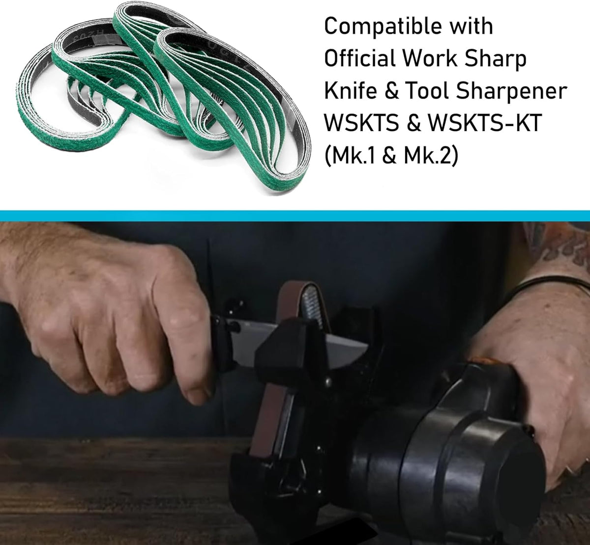 1/2x12 400 Medium Grit Belts for Work Sharp Knife & Tool Sharpener, 24 PCS | Replacement Sanding Belt, 1/2 x 12 Inch, Fits WSKTS & WSKTS-KT/Mk.1 & Mk.2