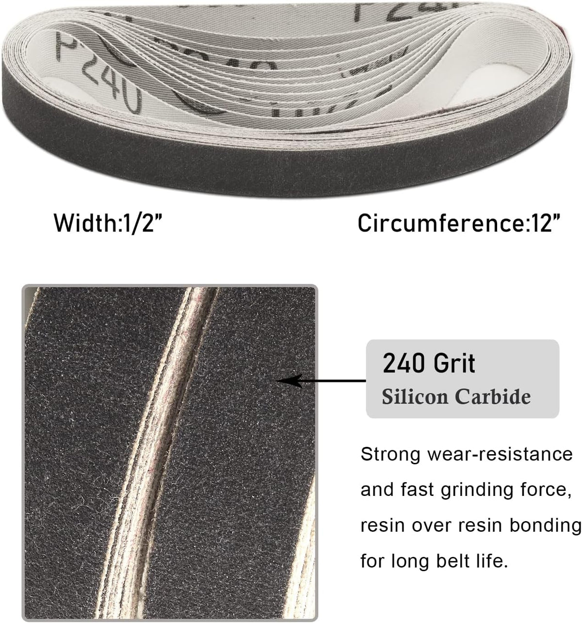 1/2x12 400 Medium Grit Belts for Work Sharp Knife & Tool Sharpener, 24 PCS | Replacement Sanding Belt, 1/2 x 12 Inch, Fits WSKTS & WSKTS-KT/Mk.1 & Mk.2