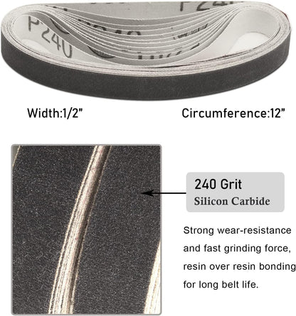 1/2x12 400 Medium Grit Belts for Work Sharp Knife & Tool Sharpener, 24 PCS | Replacement Sanding Belt, 1/2 x 12 Inch, Fits WSKTS & WSKTS-KT/Mk.1 & Mk.2