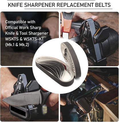 1/2x12 400 Medium Grit Belts for Work Sharp Knife & Tool Sharpener, 24 PCS | Replacement Sanding Belt, 1/2 x 12 Inch, Fits WSKTS & WSKTS-KT/Mk.1 & Mk.2