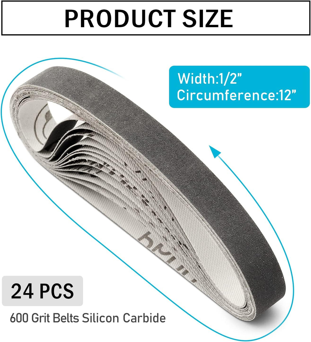 1/2x12 400 Medium Grit Belts for Work Sharp Knife & Tool Sharpener, 24 PCS | Replacement Sanding Belt, 1/2 x 12 Inch, Fits WSKTS & WSKTS-KT/Mk.1 & Mk.2