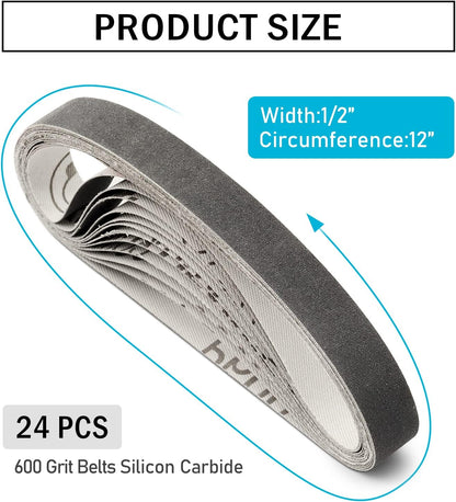 1/2x12 400 Medium Grit Belts for Work Sharp Knife & Tool Sharpener, 24 PCS | Replacement Sanding Belt, 1/2 x 12 Inch, Fits WSKTS & WSKTS-KT/Mk.1 & Mk.2