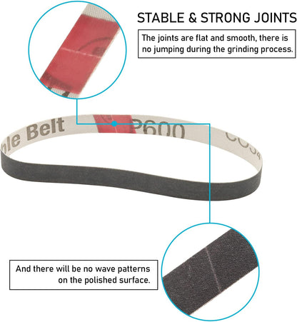 1/2x12 400 Medium Grit Belts for Work Sharp Knife & Tool Sharpener, 24 PCS | Replacement Sanding Belt, 1/2 x 12 Inch, Fits WSKTS & WSKTS-KT/Mk.1 & Mk.2