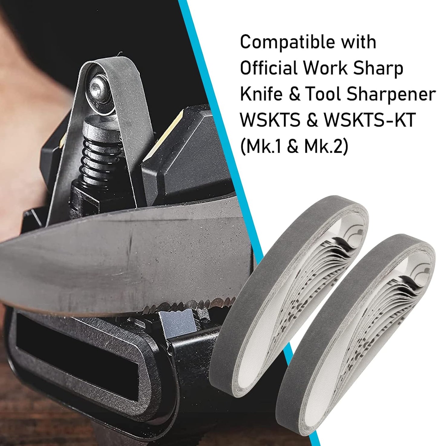 1/2x12 400 Medium Grit Belts for Work Sharp Knife & Tool Sharpener, 24 PCS | Replacement Sanding Belt, 1/2 x 12 Inch, Fits WSKTS & WSKTS-KT/Mk.1 & Mk.2