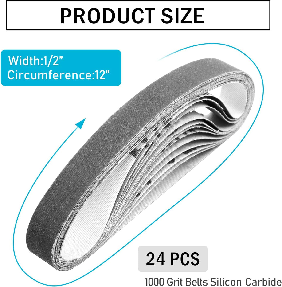 1/2x12 400 Medium Grit Belts for Work Sharp Knife & Tool Sharpener, 24 PCS | Replacement Sanding Belt, 1/2 x 12 Inch, Fits WSKTS & WSKTS-KT/Mk.1 & Mk.2