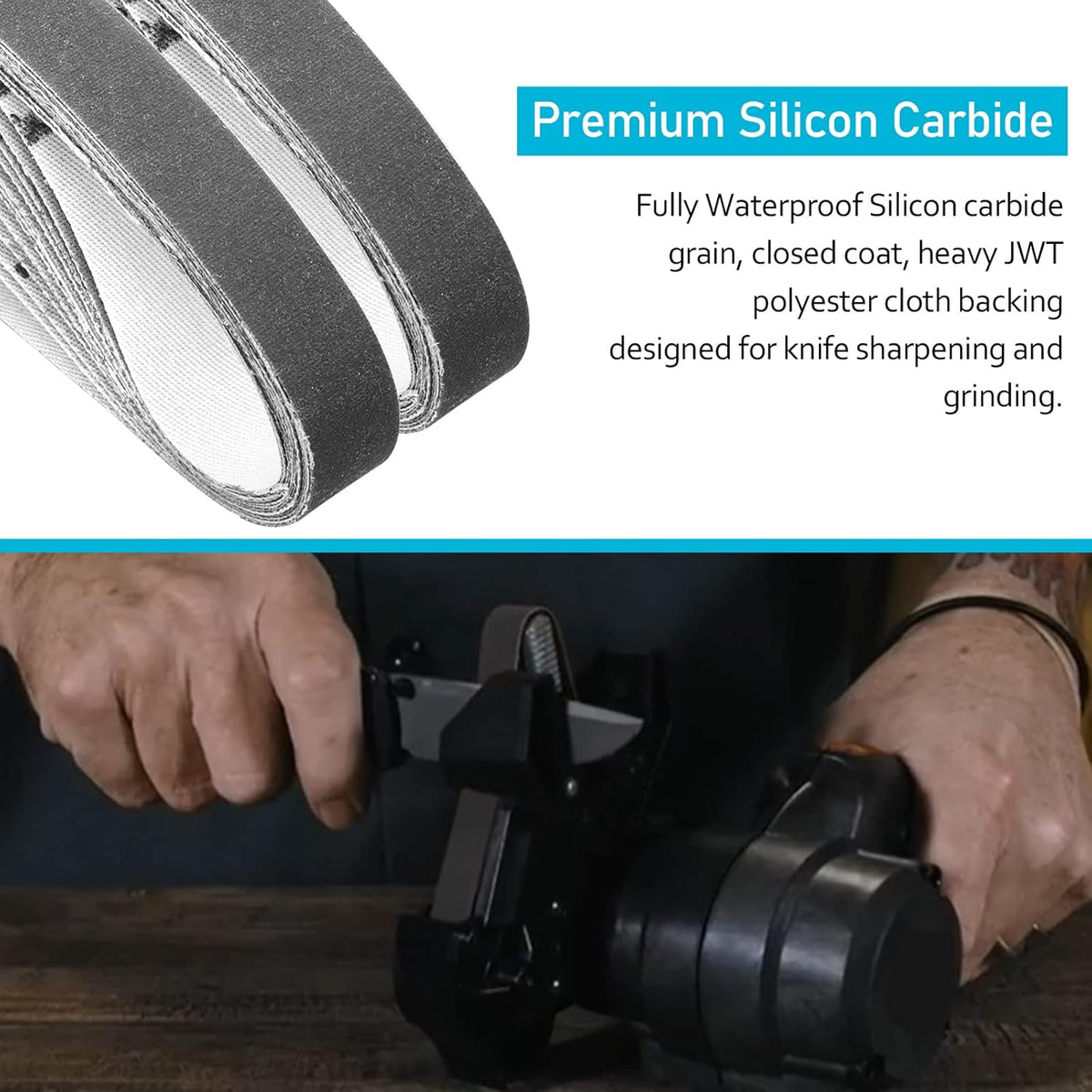 1/2x12 400 Medium Grit Belts for Work Sharp Knife & Tool Sharpener, 24 PCS | Replacement Sanding Belt, 1/2 x 12 Inch, Fits WSKTS & WSKTS-KT/Mk.1 & Mk.2