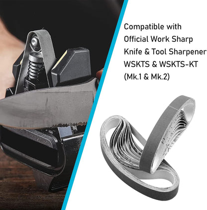 1/2x12 400 Medium Grit Belts for Work Sharp Knife & Tool Sharpener, 24 PCS | Replacement Sanding Belt, 1/2 x 12 Inch, Fits WSKTS & WSKTS-KT/Mk.1 & Mk.2