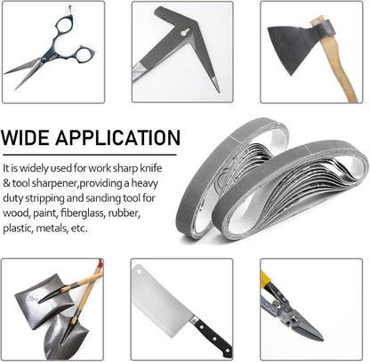 1/2x12 400 Medium Grit Belts for Work Sharp Knife & Tool Sharpener, 24 PCS | Replacement Sanding Belt, 1/2 x 12 Inch, Fits WSKTS & WSKTS-KT/Mk.1 & Mk.2