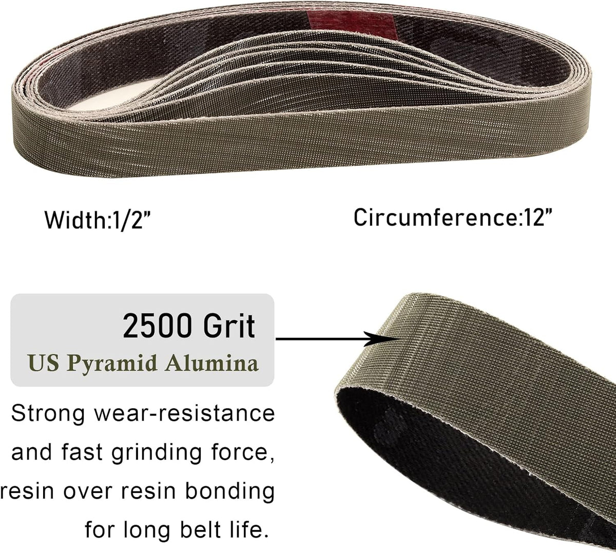 1/2x12 400 Medium Grit Belts for Work Sharp Knife & Tool Sharpener, 24 PCS | Replacement Sanding Belt, 1/2 x 12 Inch, Fits WSKTS & WSKTS-KT/Mk.1 & Mk.2