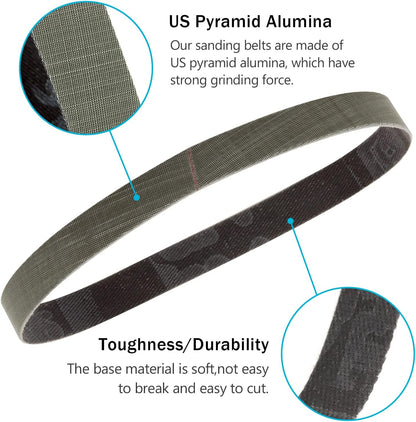 1/2x12 400 Medium Grit Belts for Work Sharp Knife & Tool Sharpener, 24 PCS | Replacement Sanding Belt, 1/2 x 12 Inch, Fits WSKTS & WSKTS-KT/Mk.1 & Mk.2