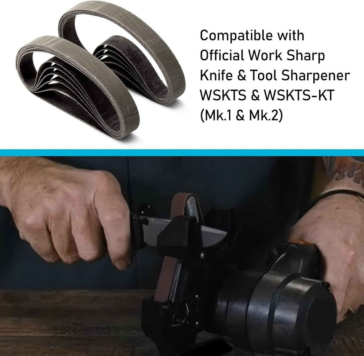 1/2x12 400 Medium Grit Belts for Work Sharp Knife & Tool Sharpener, 24 PCS | Replacement Sanding Belt, 1/2 x 12 Inch, Fits WSKTS & WSKTS-KT/Mk.1 & Mk.2