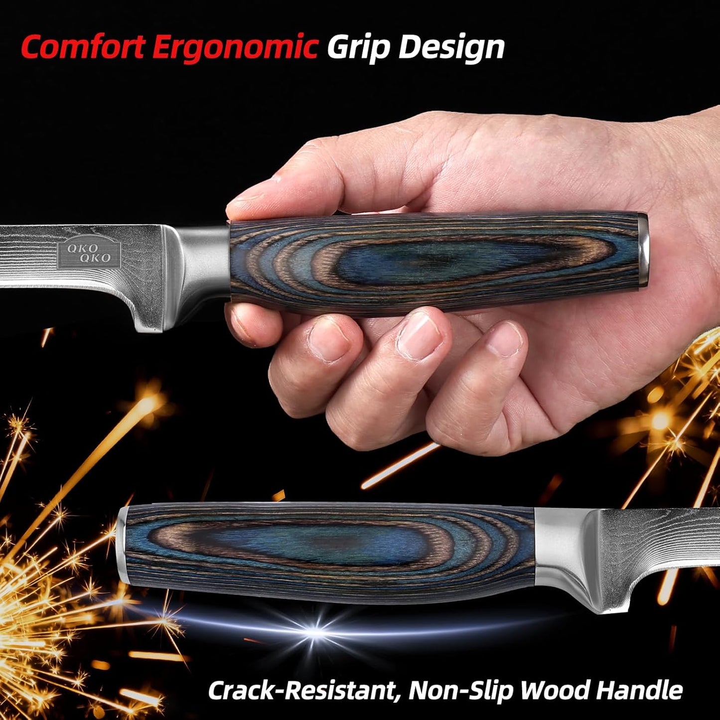 Damascus Boning Knife, 6-Inch Boning Knives with 9Cr18MoV Steel Core, Japanese Kitchen Boning Knife with Durable Wood Handle, Razor Sharp Fish Knives for Meat Fish Cutting with Gift Box