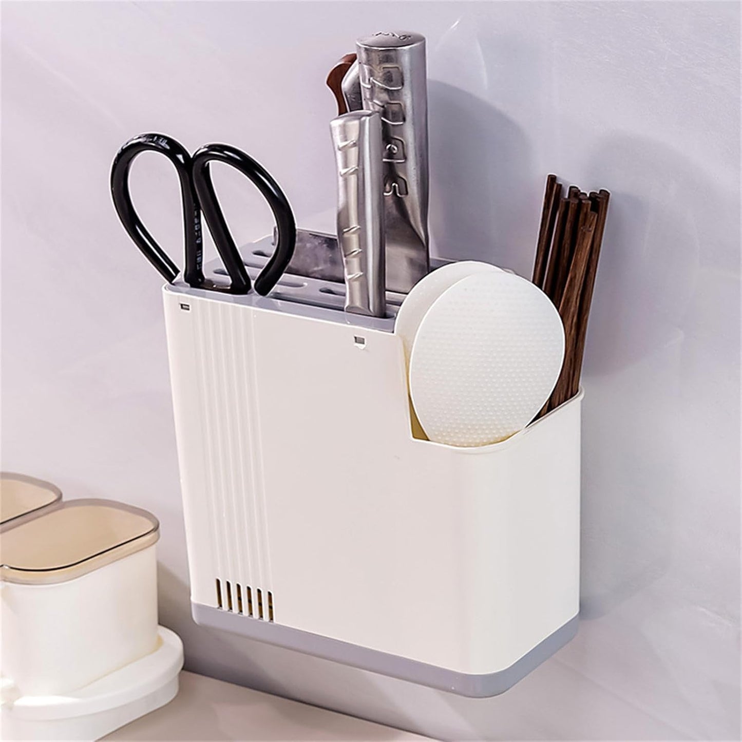 Compact Cutter Rack for Kitchen Storage with Vertical Design and Easy Surfaces Kitchen Storage Rack