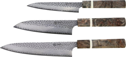 Cold Steel Japanese VG-10 Damascus 3-Piece Kitchen Knife Set – VG-10 Steel Chef Knives with Damascus Pattern for Precision Cutting & Kitchen Use
