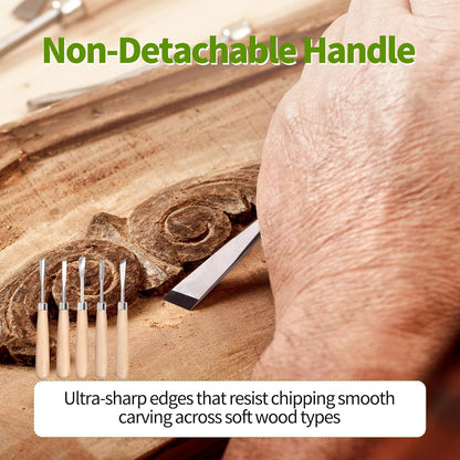 Wood Carving Kit - 15Pcs Wood Carving Tools Set,Carving Knife Set with 5Pcs Chisel Knives,5Pcs Detail Carving Knives,1Pc Folding Saw,1Pc Carpenter Clamp,Wood Chisel Sets for Beginners Adults Kids