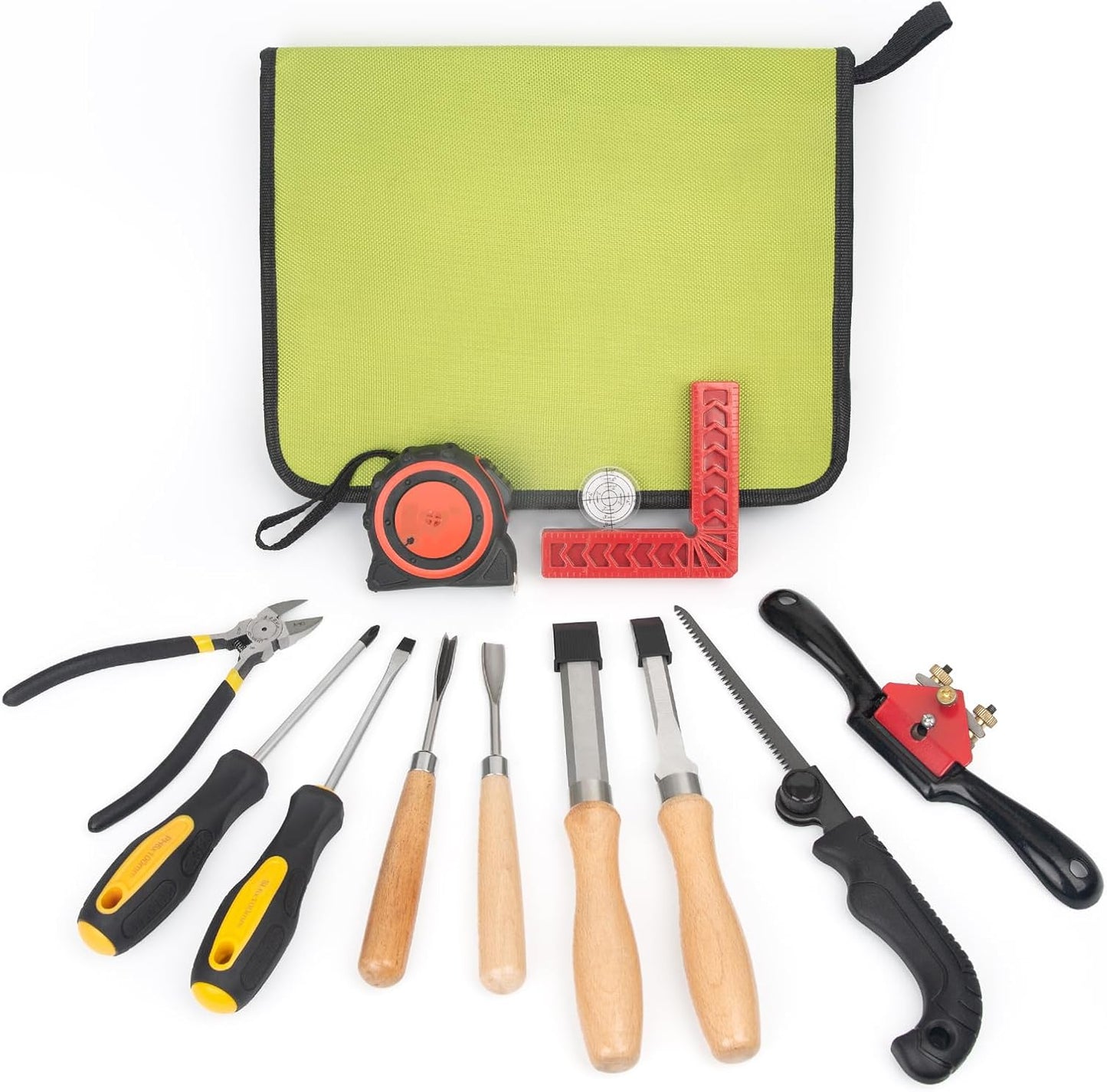 Wood Carving Kit - 15Pcs Wood Carving Tools Set,Carving Knife Set with 5Pcs Chisel Knives,5Pcs Detail Carving Knives,1Pc Folding Saw,1Pc Carpenter Clamp,Wood Chisel Sets for Beginners Adults Kids