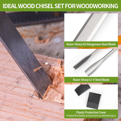 Wood Carving Kit - 15Pcs Wood Carving Tools Set,Carving Knife Set with 5Pcs Chisel Knives,5Pcs Detail Carving Knives,1Pc Folding Saw,1Pc Carpenter Clamp,Wood Chisel Sets for Beginners Adults Kids