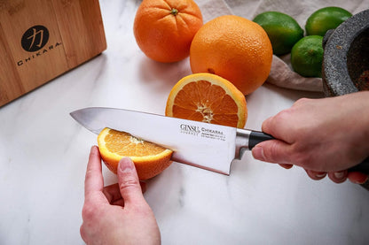 Chikara Series Forged 5-Piece Japanese Knife Set, Black - Premium Cutlery Set with 420J Stainless Steel Kitchen Knives and Toffee Bamboo Block