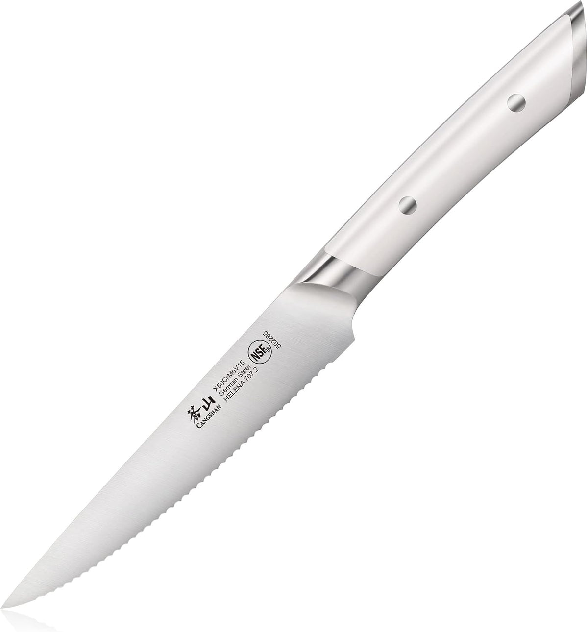 Cangshan HELENA Series German Steel Forged 5" Serrated Utility Knife (Black)
