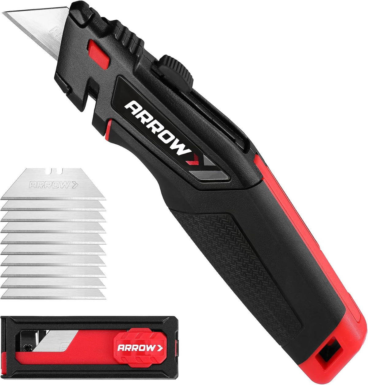 ARROW Retractable Utility Knife, Quick Change Box Cutter with 15 SK2 Blades