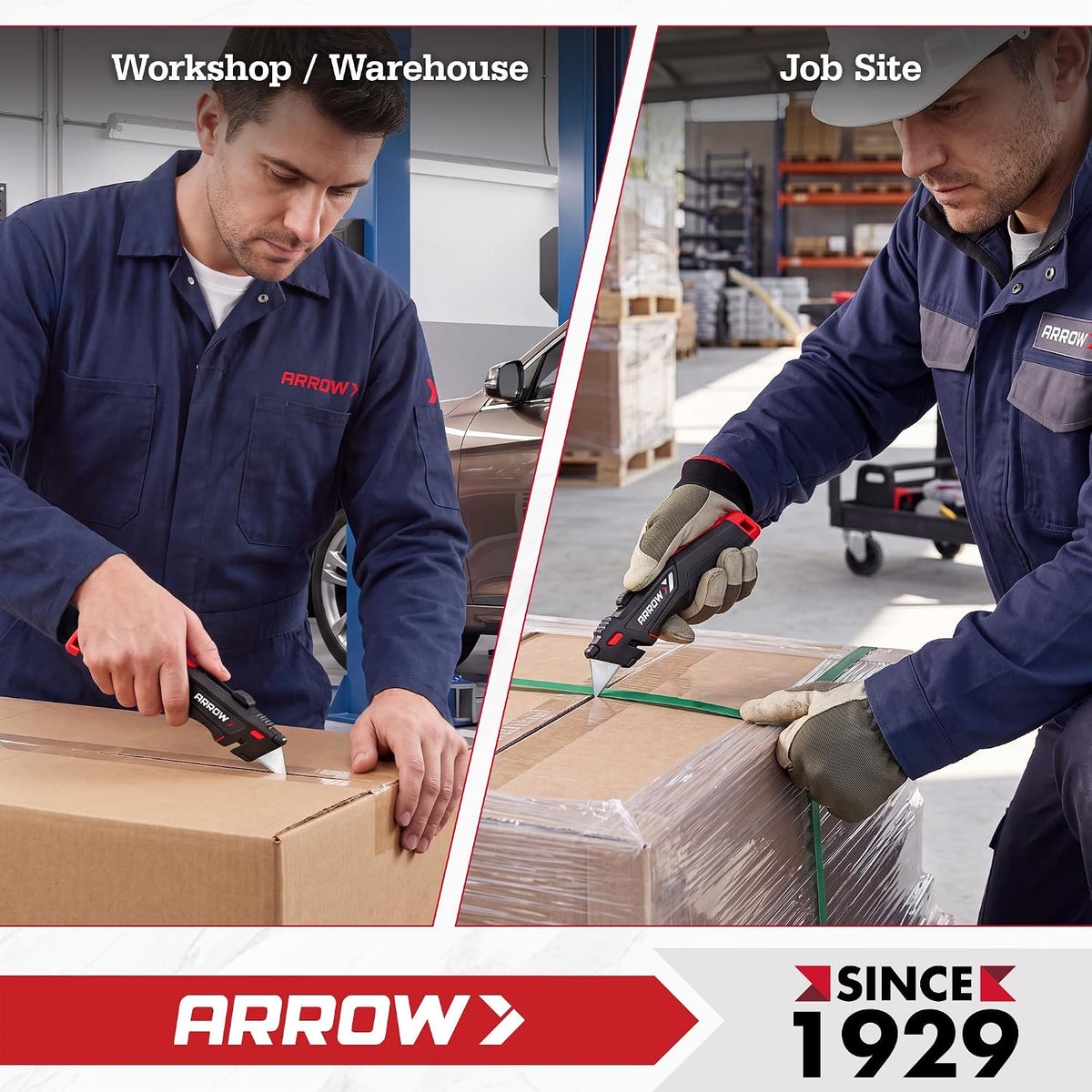 ARROW Retractable Utility Knife, Quick Change Box Cutter with 15 SK2 Blades