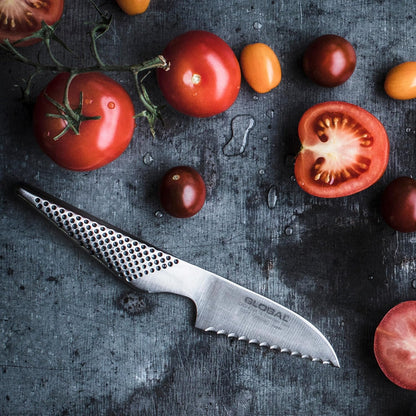 Global GS-9-3 inch, 8cm Serrated Tomato Knife, 3", Silver
