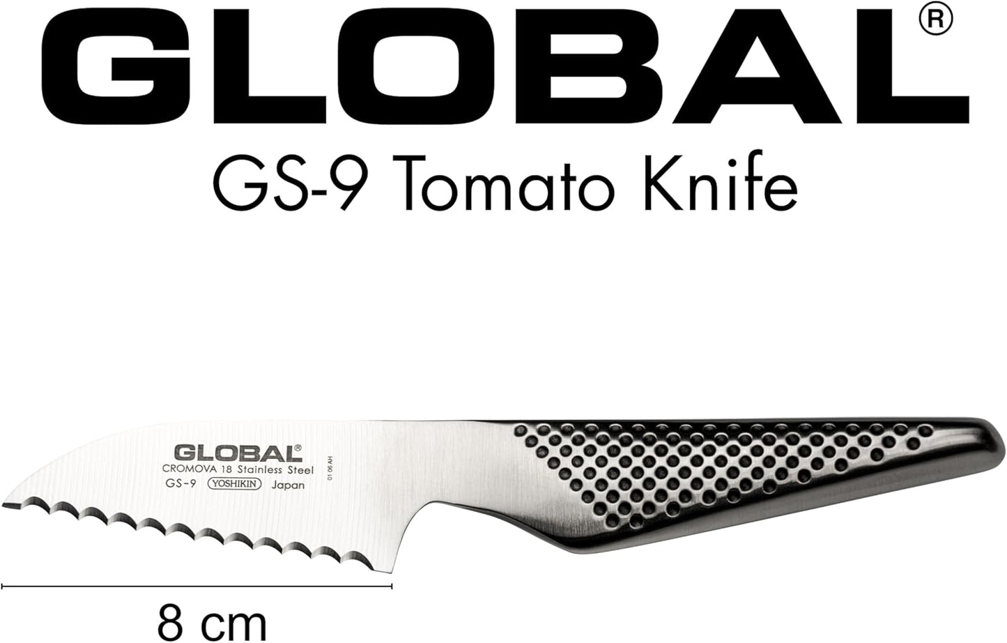 Global GS-9-3 inch, 8cm Serrated Tomato Knife, 3", Silver