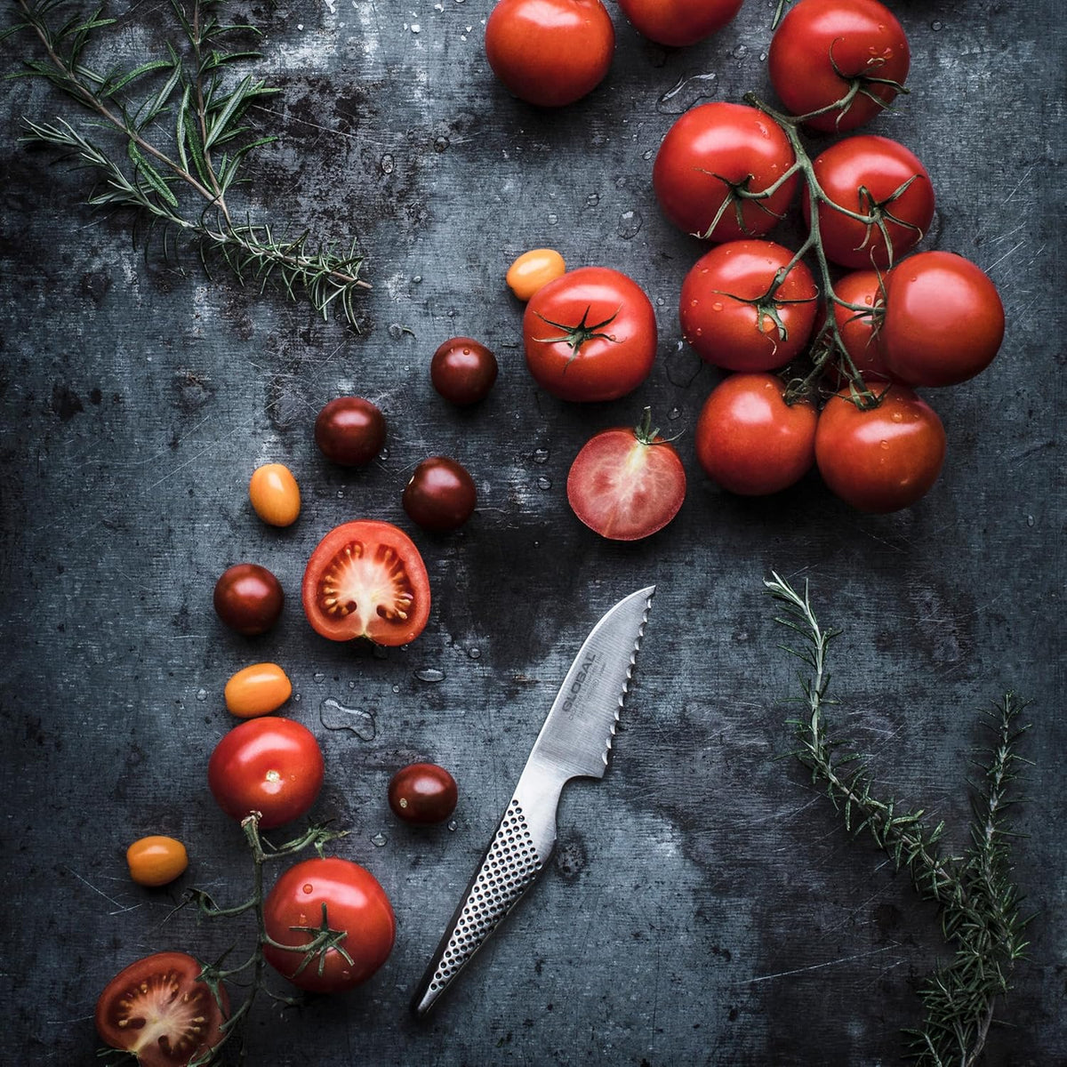 Global GS-9-3 inch, 8cm Serrated Tomato Knife, 3", Silver