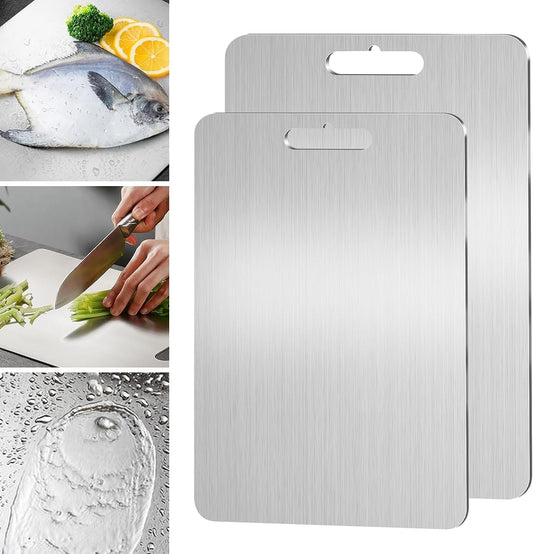 Titanium Cutting Board, 2 Pack Titanium Cutting Boards For Kitchen | 2026 New Double-Sided Food-Grade Titanium Cutting Board For Cutting Meats, Fruits And Vegetables (2pcs：M+L)
