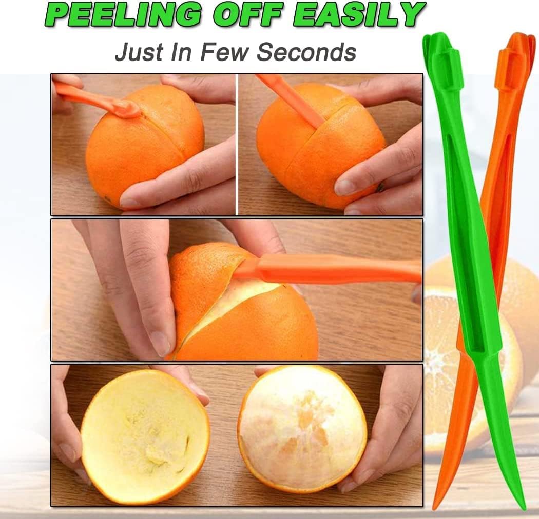 Orange Citrus Peelers Citrus Lemon Citrus Peel Cutter Plastic Easy Slicer Cutter Peeler Remover Opener Kitchen Accessories Knife Cooking Tool Kitchen Gadget (4 Pack)