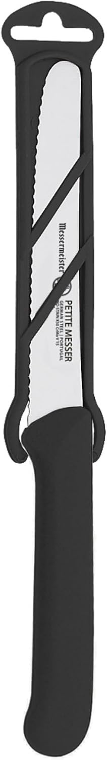 4.5” Serrated Tomato Knife with Matching Sheath, Black - German 1.4116 Steel Alloy - Rust Resistant & Easy to Maintain - Handcrafted in Santa Catarina, Portugal
