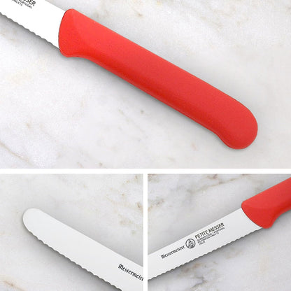 4.5” Serrated Tomato Knife with Matching Sheath, Black - German 1.4116 Steel Alloy - Rust Resistant & Easy to Maintain - Handcrafted in Santa Catarina, Portugal