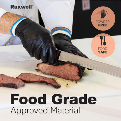 BBQ Gloves - Dual-Layer Heat Defense & Heat Gloves for Cooking - Non-Slip Nitrile Handling for Grilling Accessories - Ambidextrous Oven Mitts with Fingers - Large, Black, 6 Cotton Liners