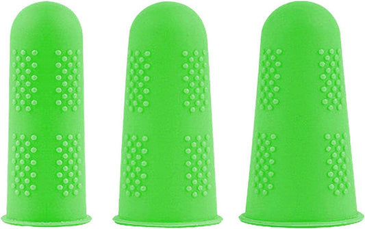 3X Finger Thumb Cots Silicone Cut Resistant for Sculpturing Non Slip Kitchen Tools for Gardening Fingertip Cover Finger Protector Sleeve, Green