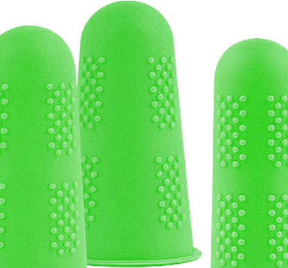 3X Finger Thumb Cots Silicone Cut Resistant for Sculpturing Non Slip Kitchen Tools for Gardening Fingertip Cover Finger Protector Sleeve, Green