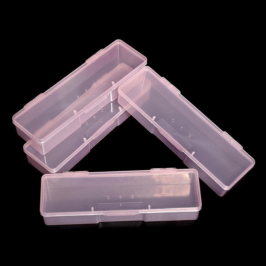 4Pcs Transparent Storage Boxes For Nail Tool Professional Pedicure Manicure Tools Set Plastic Nail Art Tool Box Storage Case Nail Supplies, Pink