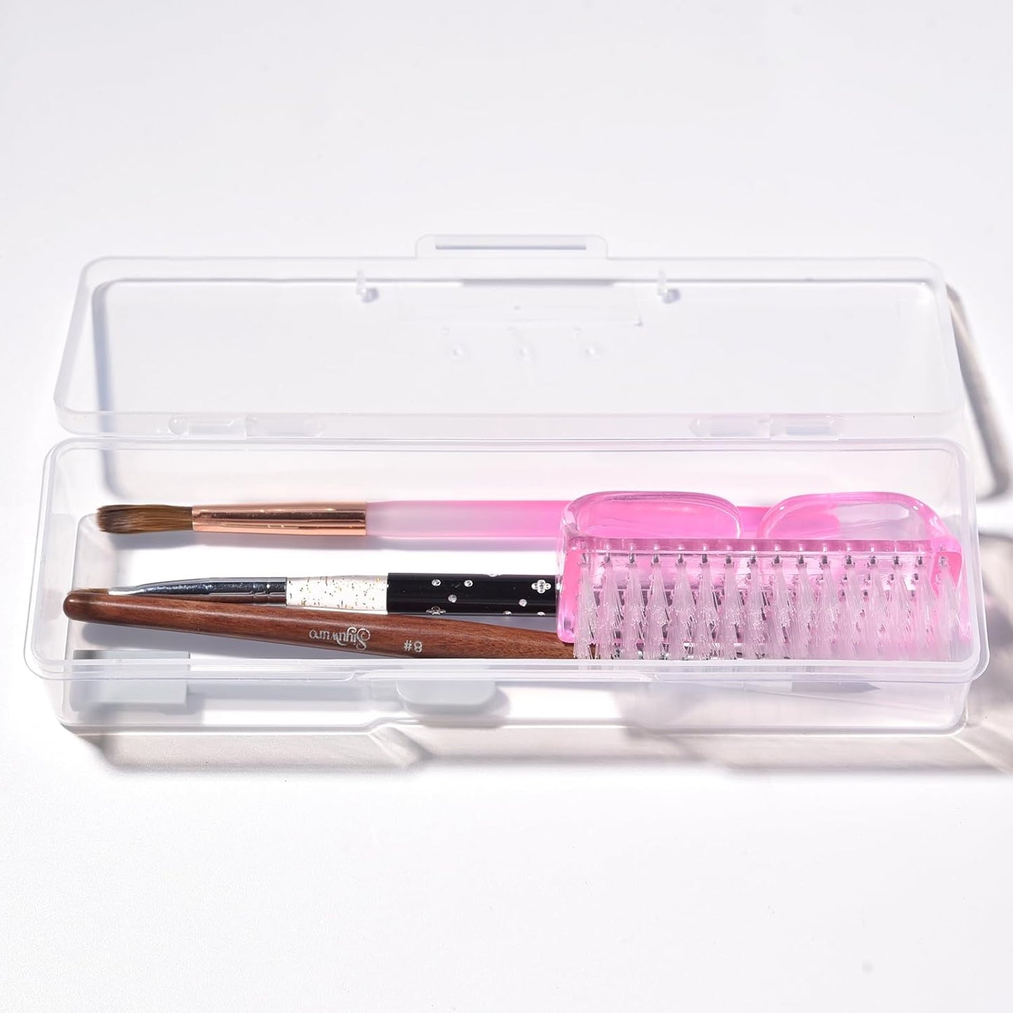 4Pcs Transparent Storage Boxes For Nail Tool Professional Pedicure Manicure Tools Set Plastic Nail Art Tool Box Storage Case Nail Supplies, Pink