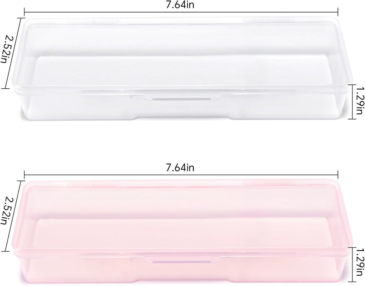 4Pcs Transparent Storage Boxes For Nail Tool Professional Pedicure Manicure Tools Set Plastic Nail Art Tool Box Storage Case Nail Supplies, Pink