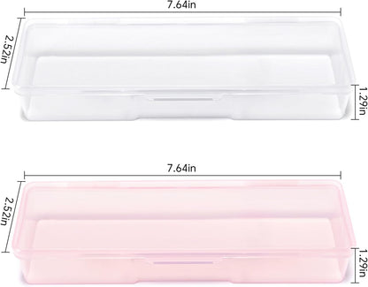 4Pcs Transparent Storage Boxes For Nail Tool Professional Pedicure Manicure Tools Set Plastic Nail Art Tool Box Storage Case Nail Supplies, Pink