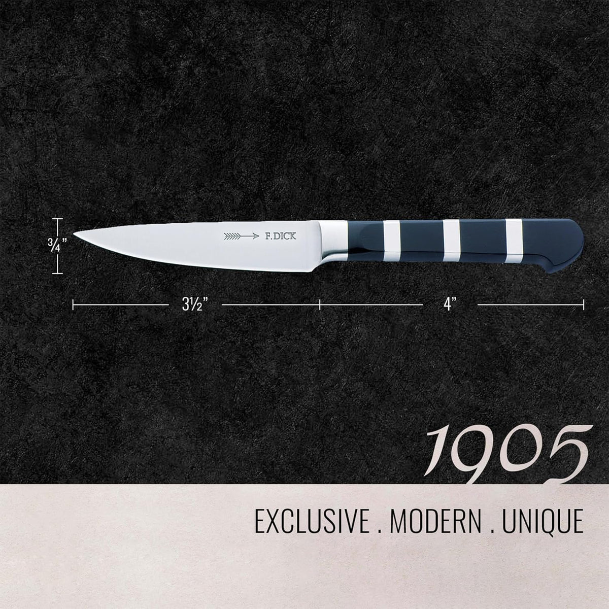 – 1905 Paring Knife - Kitchen knife with 3.5" blade & 56 HRC - Ideal for small cutting work & decorations - Stainless steel - Ultra sharp - Ergonomic handle - High carbon