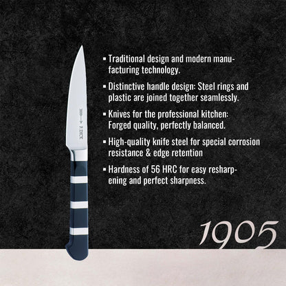 – 1905 Paring Knife - Kitchen knife with 3.5" blade & 56 HRC - Ideal for small cutting work & decorations - Stainless steel - Ultra sharp - Ergonomic handle - High carbon
