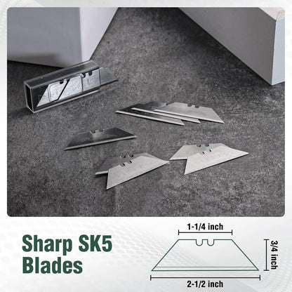 Replaceable Blade Folding Knife, 3-in-1 Pocket Hunting Knives, Liner Lock Knife for Hunting, Skinning & Field Dressing, Green G10 Handle, Includes 16 Blades