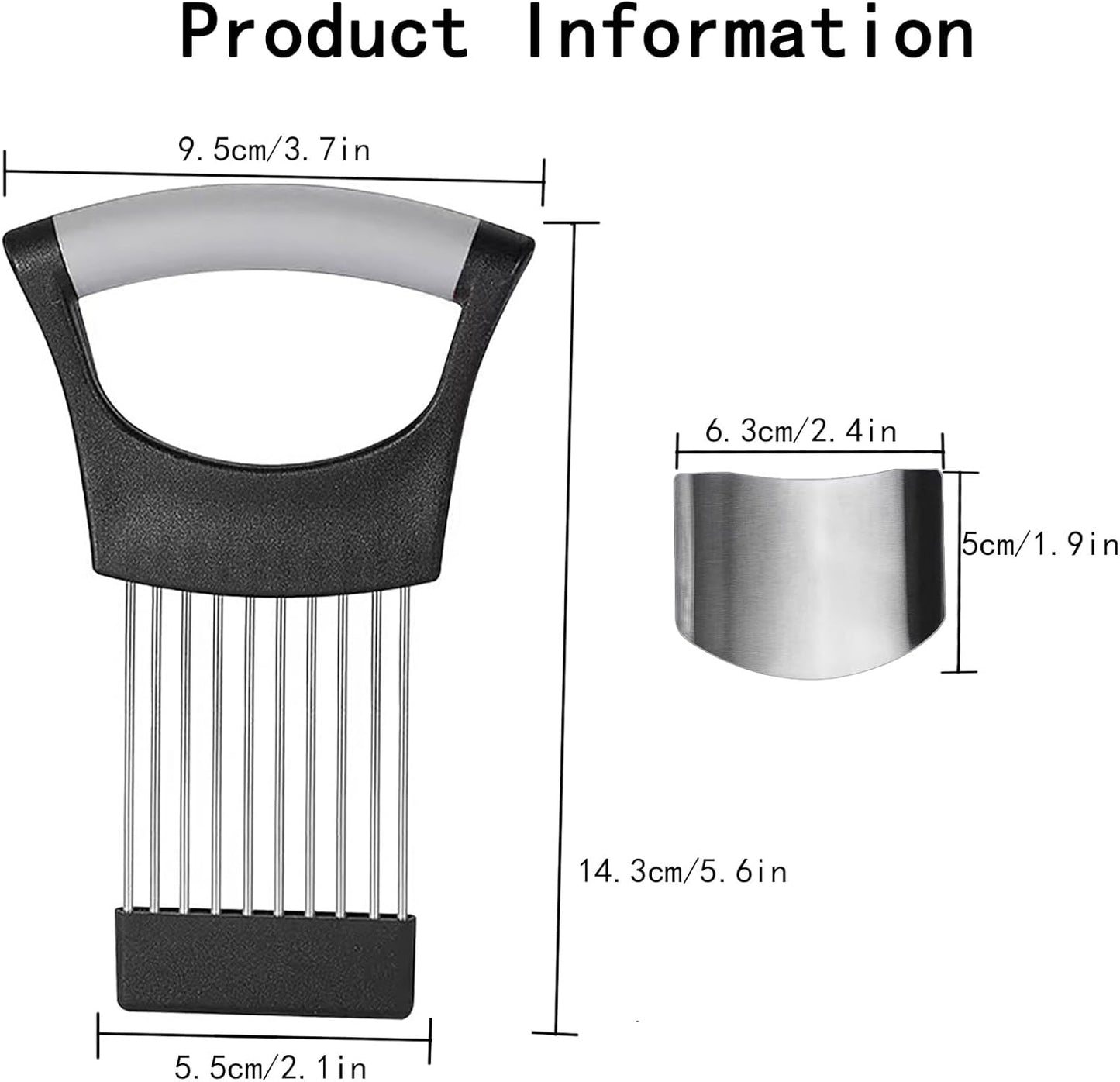 Onion Holder 2Pcs Onion Slicer, Onion Cutter with Protective Cover for Slicing of Fruits and Other Vegetables, Multi-Purpose Kitchen Accessory, Stainless Steel, with Finger Guards for Cutting Food