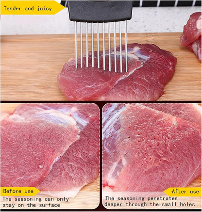Onion Holder 2Pcs Onion Slicer, Onion Cutter with Protective Cover for Slicing of Fruits and Other Vegetables, Multi-Purpose Kitchen Accessory, Stainless Steel, with Finger Guards for Cutting Food
