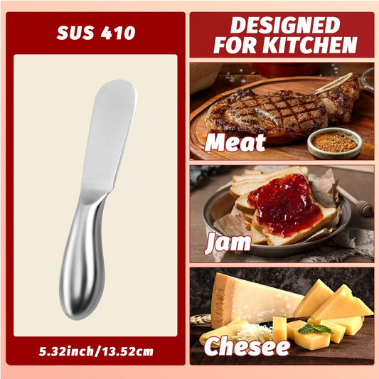 Butter Knives 4 Pieces Stainless Steel Cheese Butter Spreader Knife Set for Cold Butter, Cream Cheese, Jam, Pastry, Charcuterie, Multipurpose Kitchen Gadgets