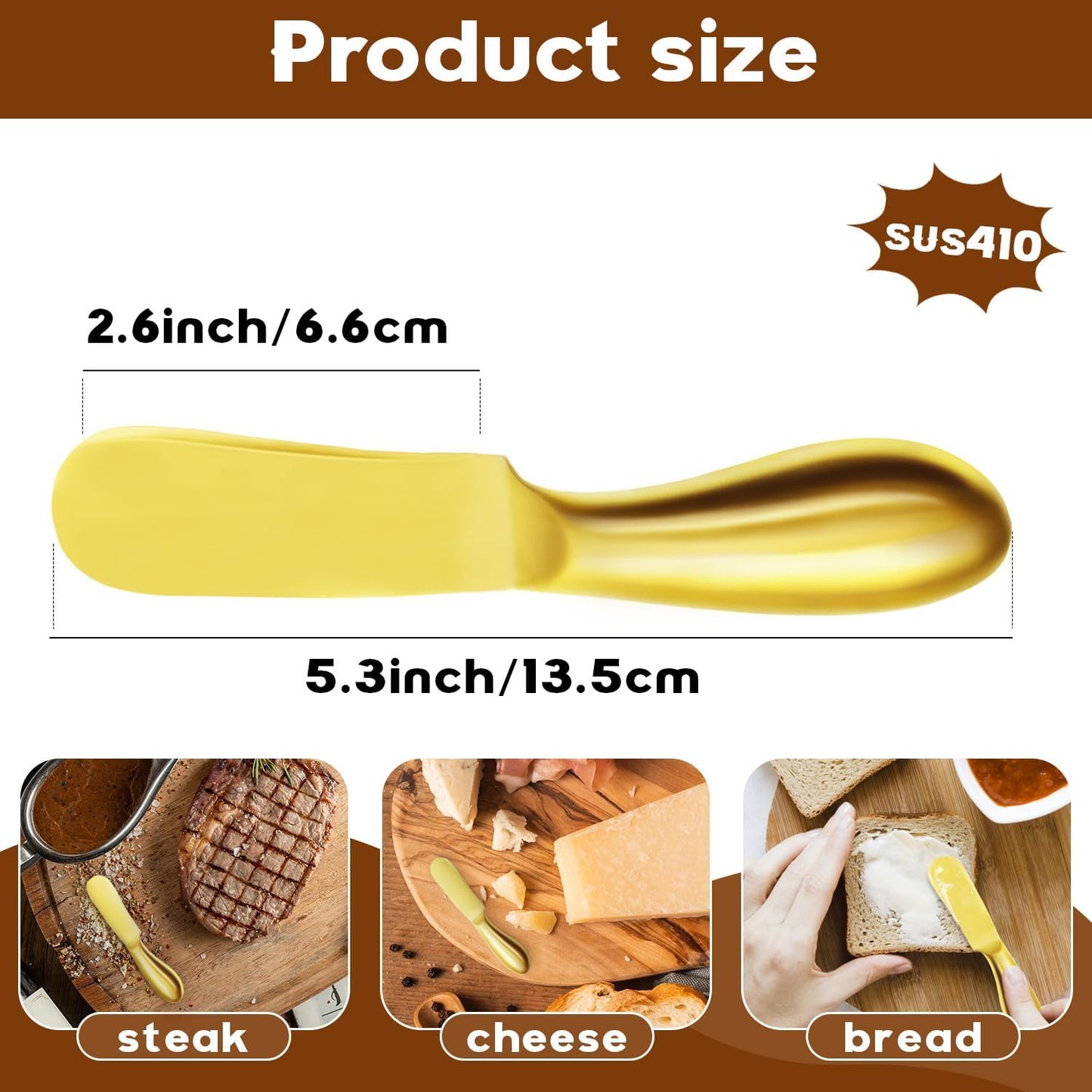 Butter Knives 4 Pieces Stainless Steel Cheese Butter Spreader Knife Set for Cold Butter, Cream Cheese, Jam, Pastry, Charcuterie, Multipurpose Kitchen Gadgets