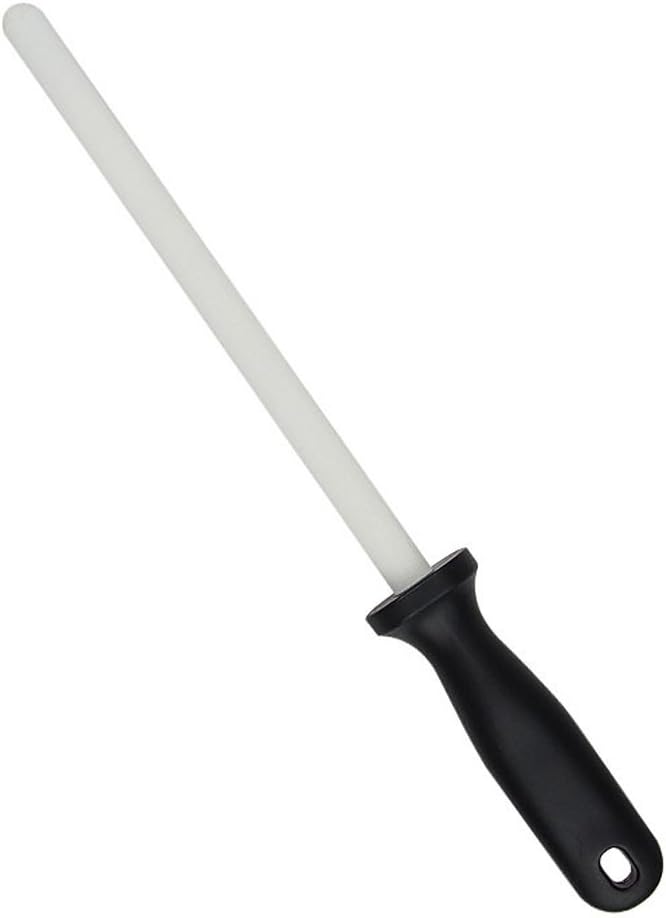MAYMII Total 12" Length 8” Length Ceramic Rod with Handle Knife Sharpener Kitchen Sharpening Stick White
