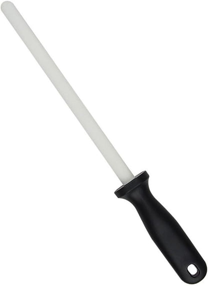 MAYMII Total 12" Length 8” Length Ceramic Rod with Handle Knife Sharpener Kitchen Sharpening Stick White