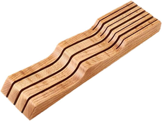 Beech Wood Knife Holder Drawer Insert Compact Knife Organizer for Kitchen Storage and Space Saving