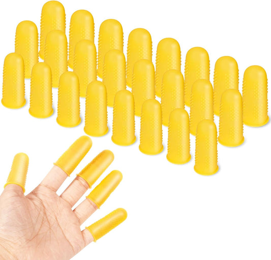 24pcs Silicone Finger Protectors,Rubber Fingers Tips, 3 Sizes | Finger Covers Thimble Guard Pads Caps for Hot Glue Gun Money Counting Collating Writing Task Wax Rosin Resin Crafts Sewing